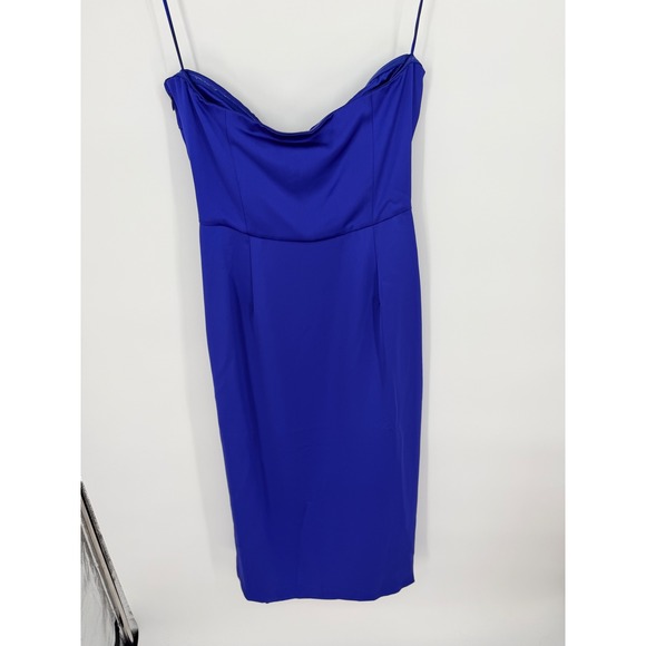Ramy Brook Lisa Strapless Cowl Neck Draped Midi Dress Cobalt Blue Size 10 NEW - Picture 4 of 13
